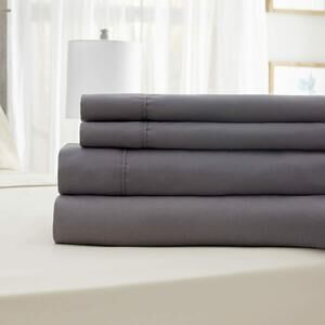 Serta Smart Comfort Sheets Moisture Wicking Double Brushed Queen Dark Gray New
